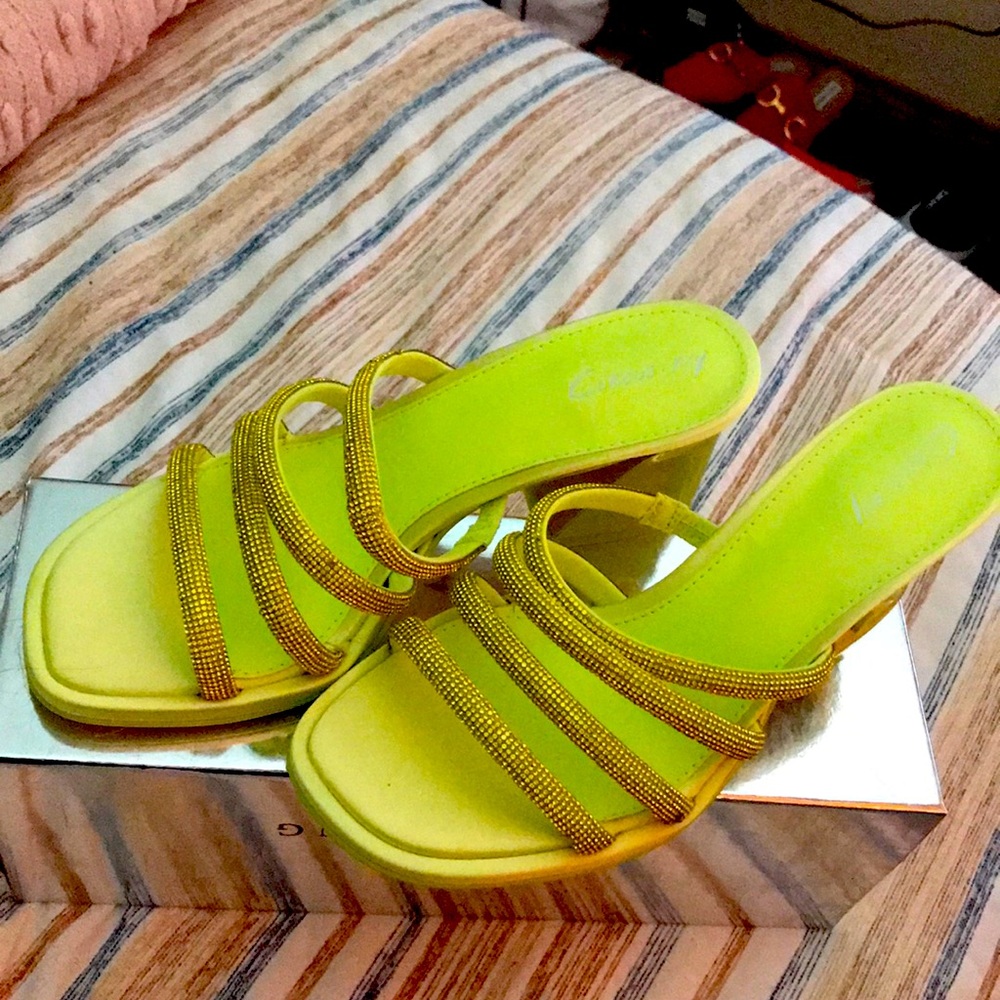 Hi heel slip on sandals